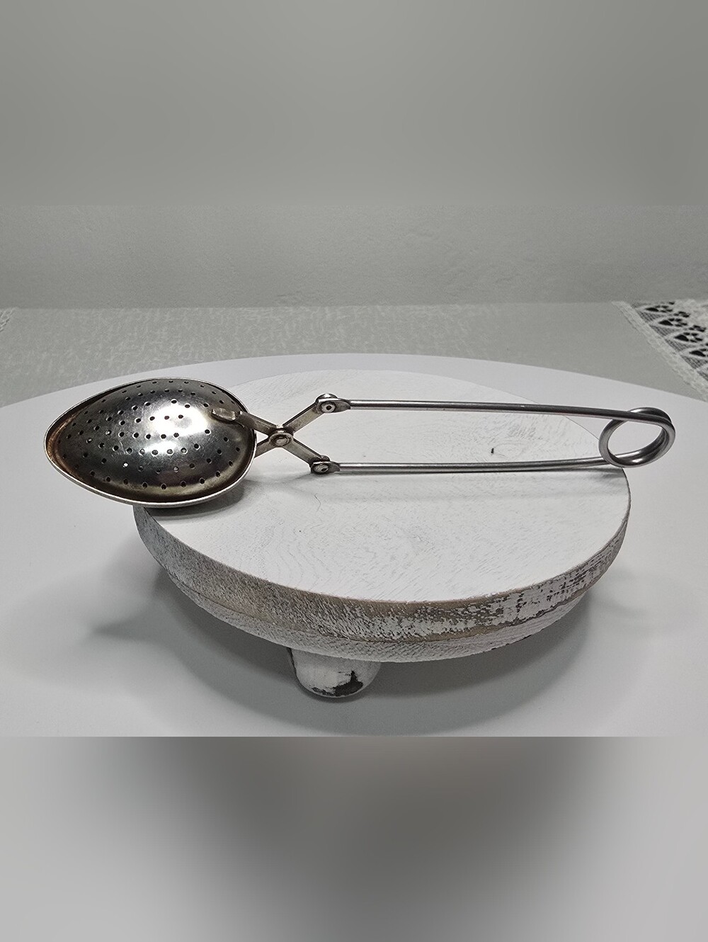 Vtg Tea Strainer Spoon Infuser Kitchen Ware Spring Handle Hong Kong
